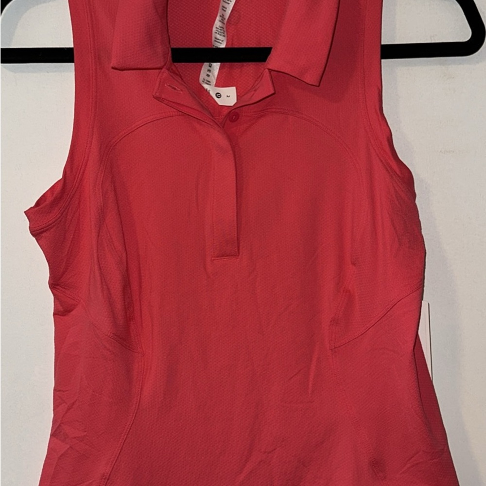 Women's Sleeveless Red Polo Top